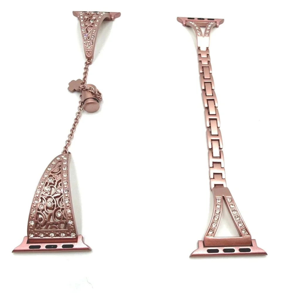 Set of 2‎ Rose Gold Apple Watch Band Rhinestone Charm Women's Luxury Accessory